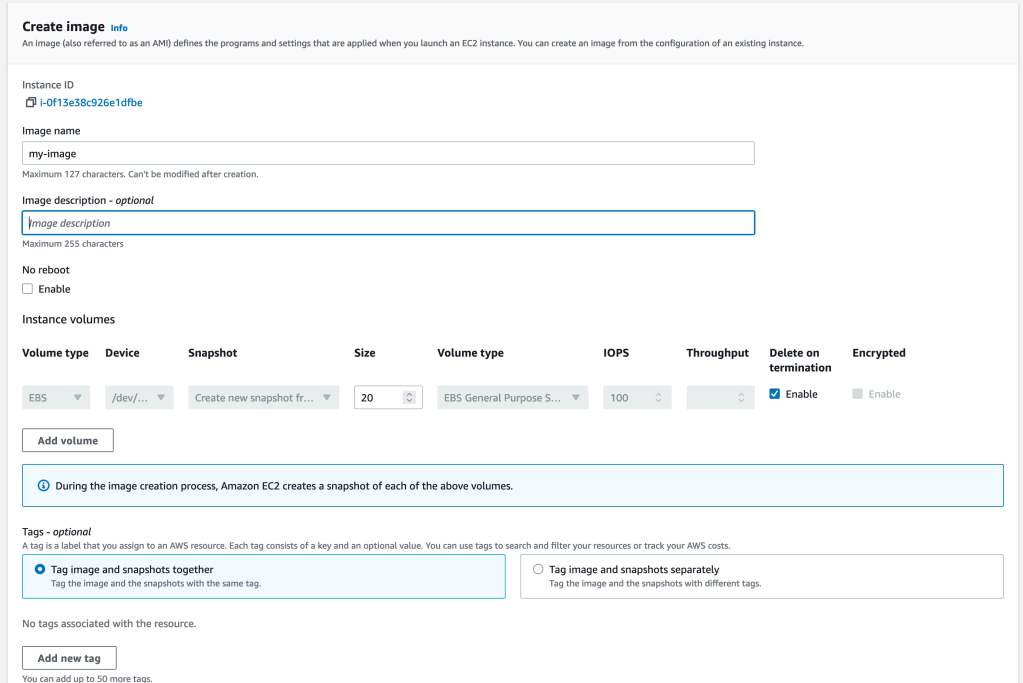 Create an AMI from an existing EC2 instance