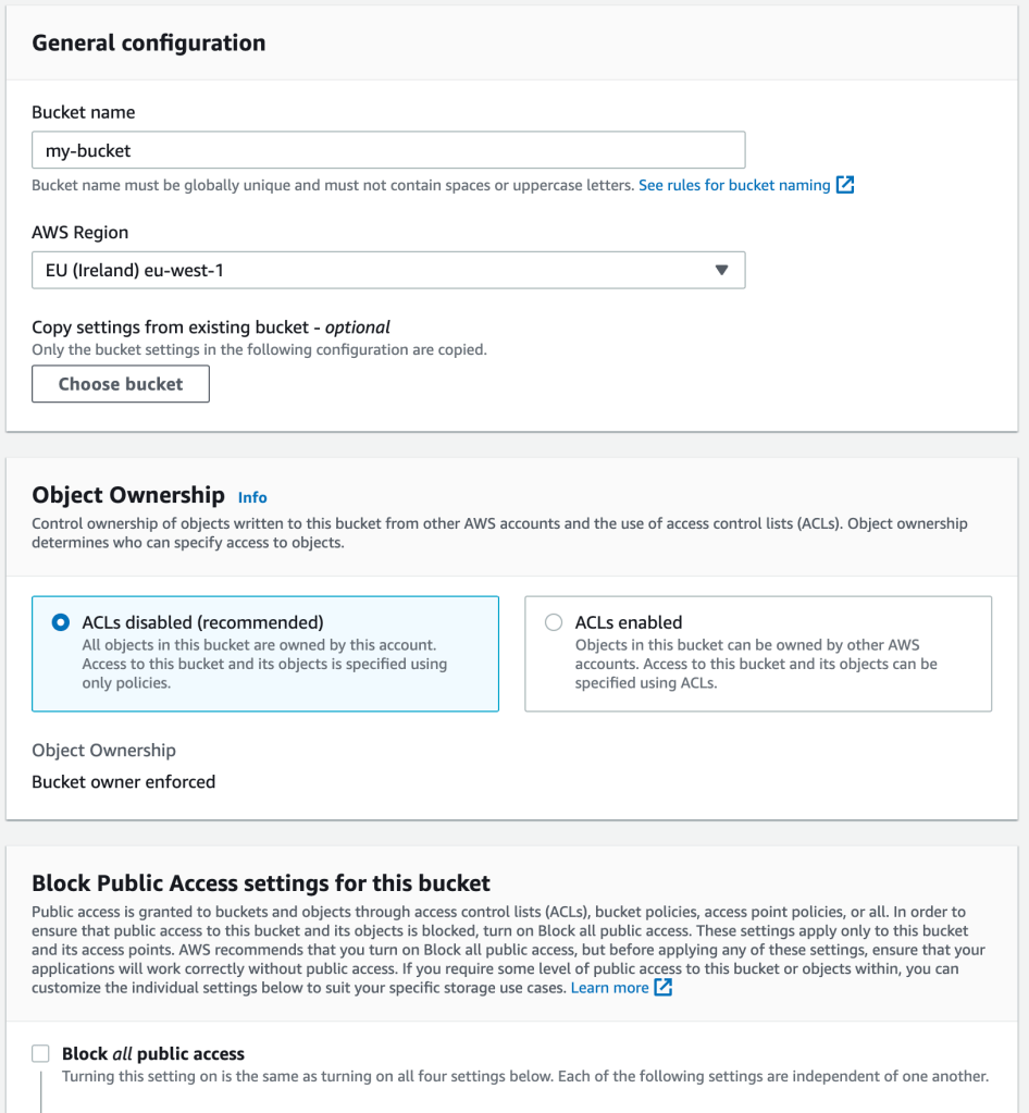 Creating an S3 bucket